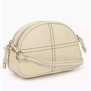 TOPSHOP Topstitch Half Moon Crossbody Bag In Cream